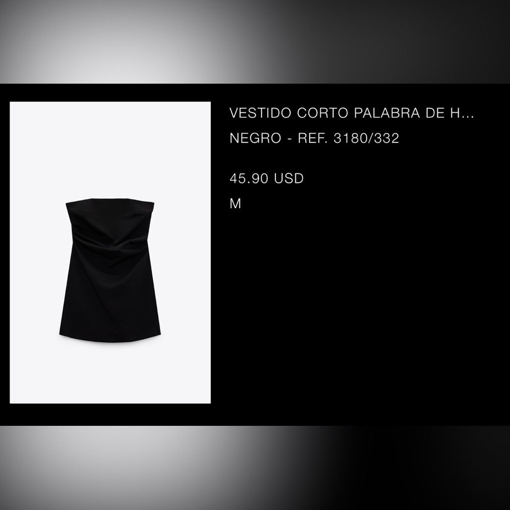 Zara Black Strapless Mini Dress